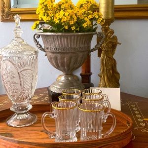 Gold rimmed coffee, espresso cups.